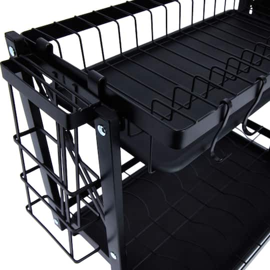 Household Essentials 12" Black Metal 2-Tier Countertop Caddy with Cutouts